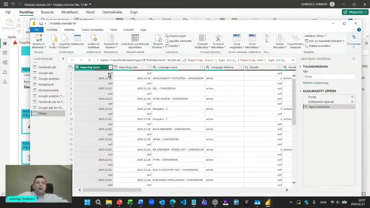 Adattisztítás a Power Query szerkesztőben, üres sorok szűrése
