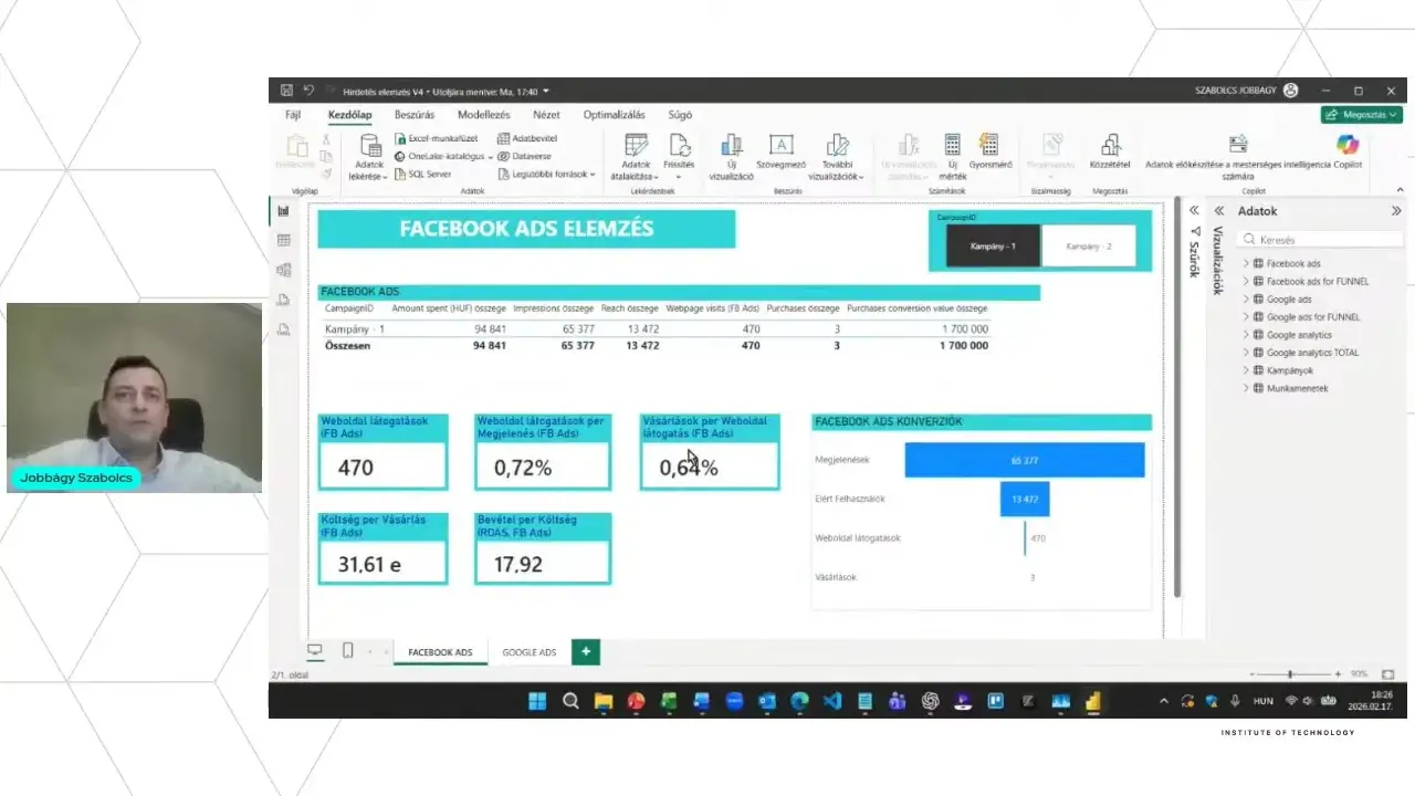 Táblák összekapcsolása a Power BI modellnézetében